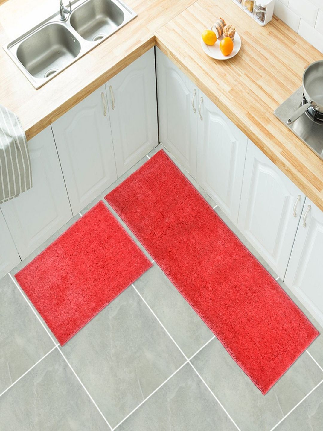 MAA HOME CONCEPT 2-Pcs Pink Textured Anti-Skid Runners