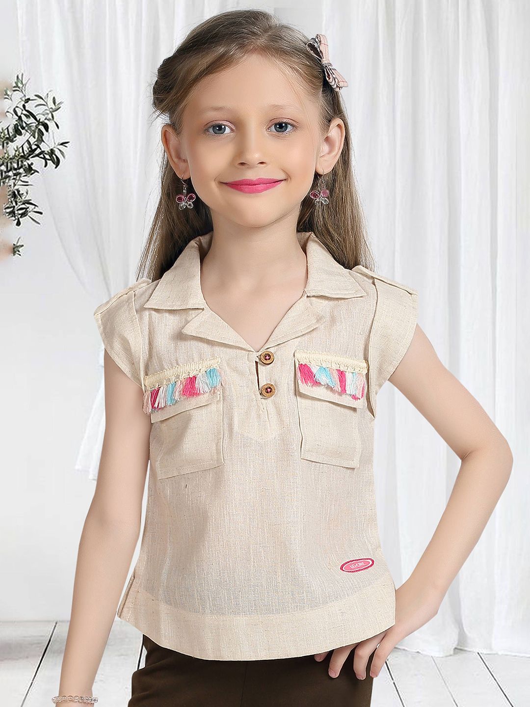 Lei-Chie Girls Cotton Shirt Collar Top