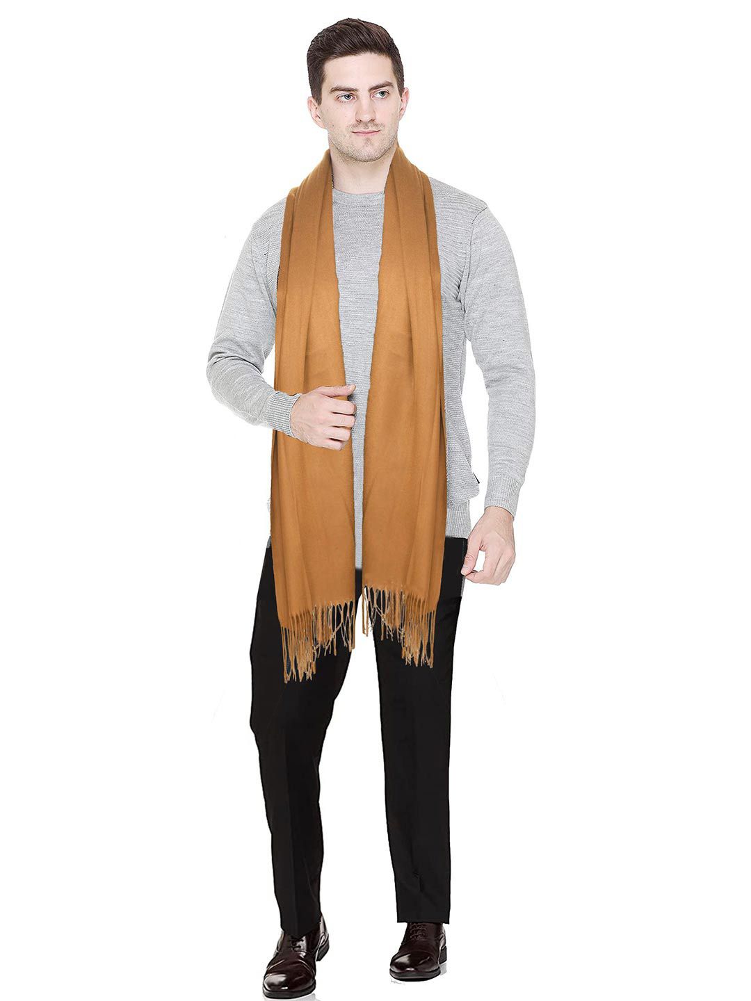 Manra Men Plain Stole with Tasselled