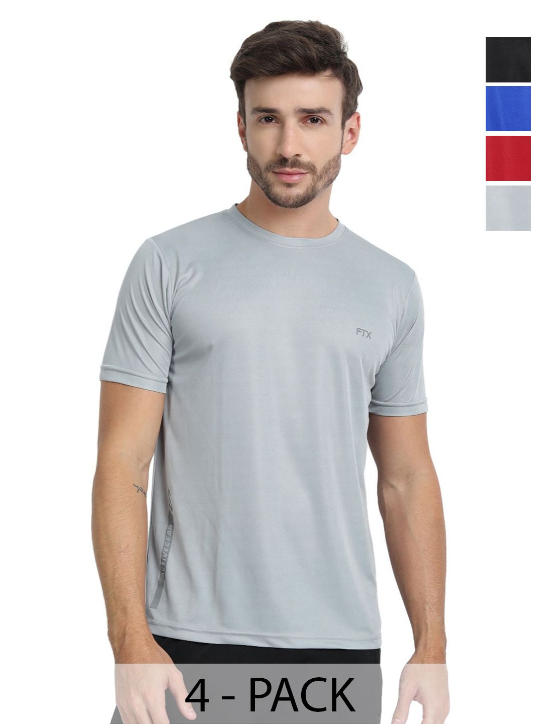 FTX Men Pack of 4 Solid Round Neck T-shirts