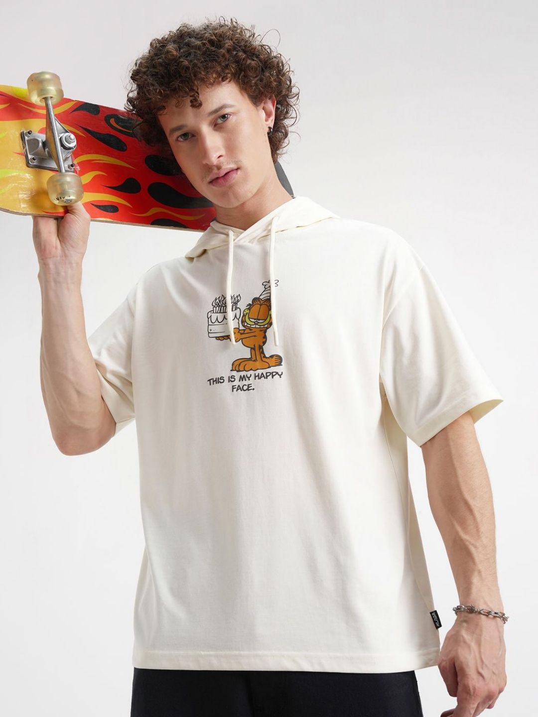 HIGHLANDER Graphic Printed Drop-Shoulder Sleeves Oversized Hooded T-shirt