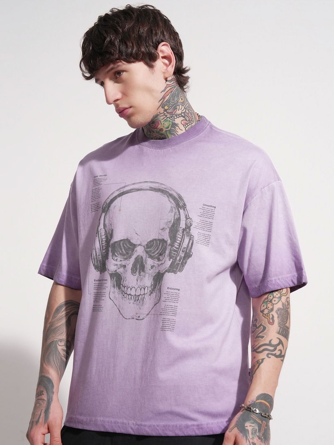 HIGHLANDER Men Graphic Printed Round Neck Cotton Oversized T-shirt