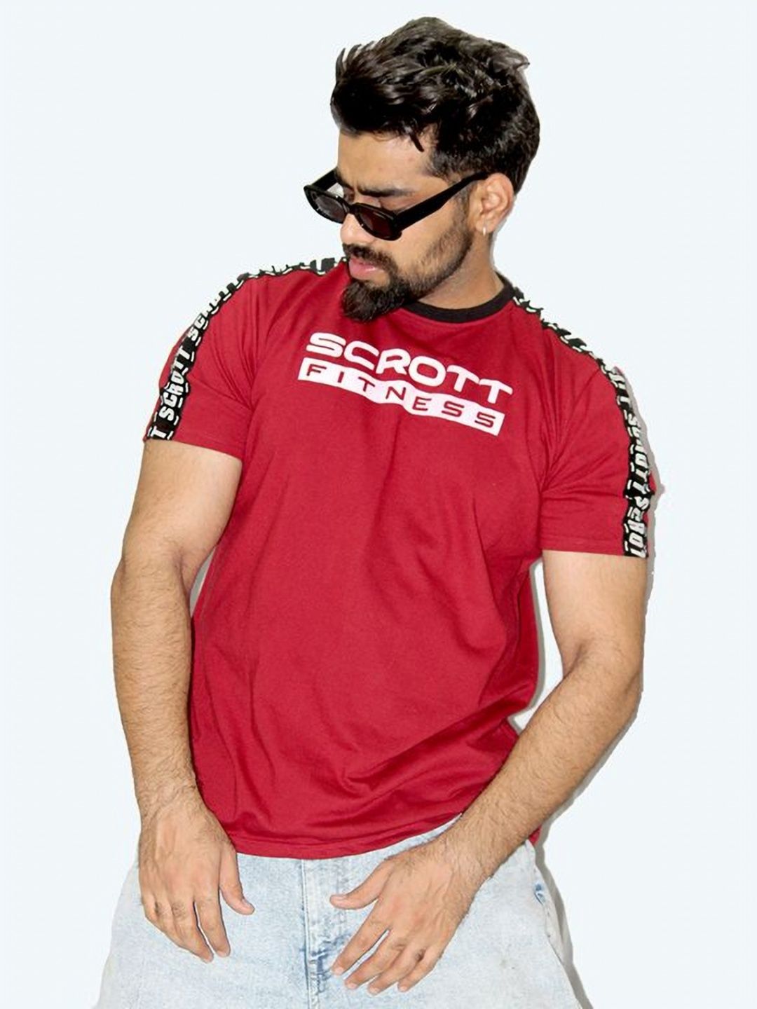 SCROTT FITNESS Men Typography Printed Round Neck Cotton T-shirt