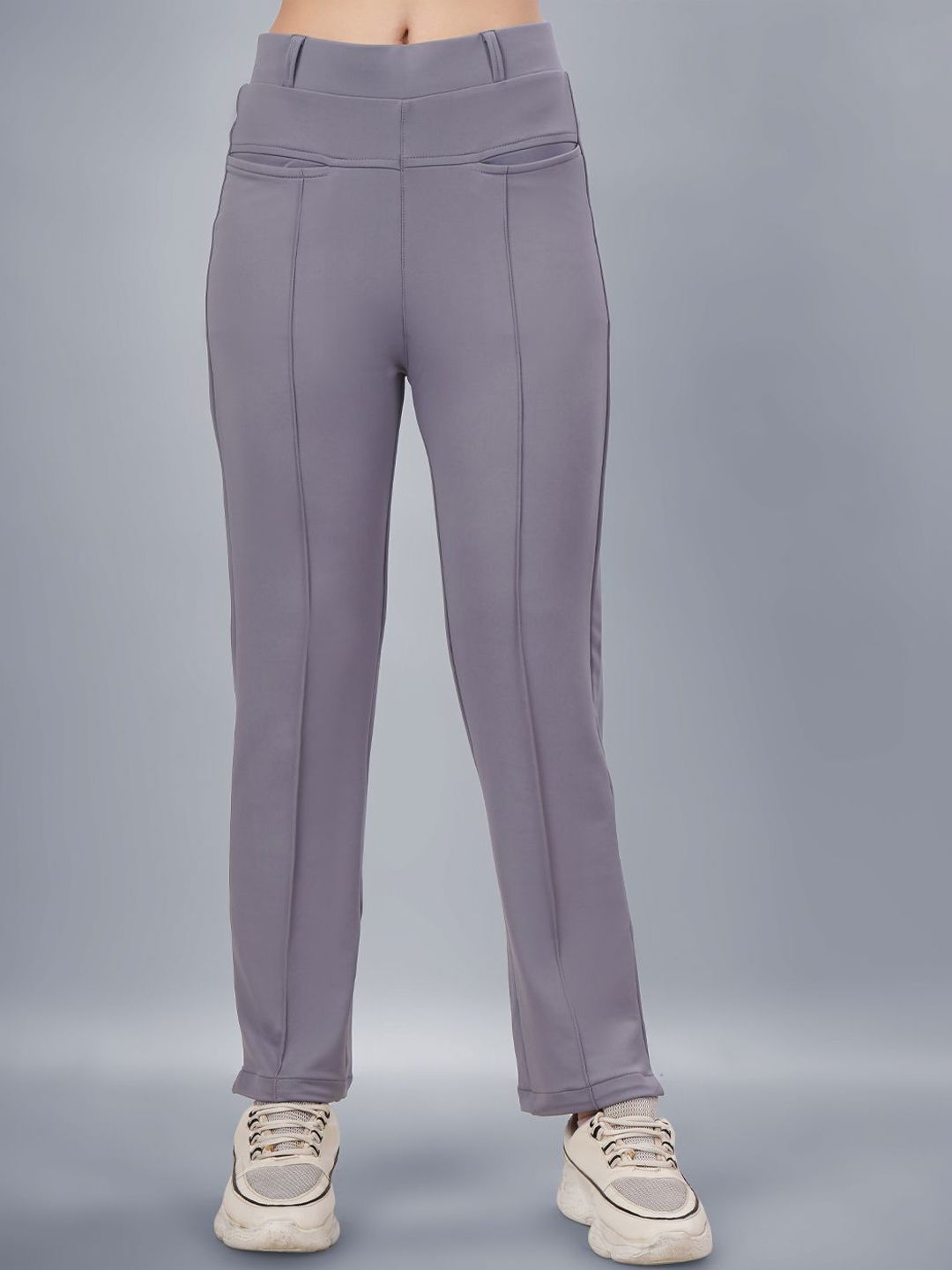 Plus Size Women Relaxed Slim Fit High-Rise Wrinkle Free Trousers