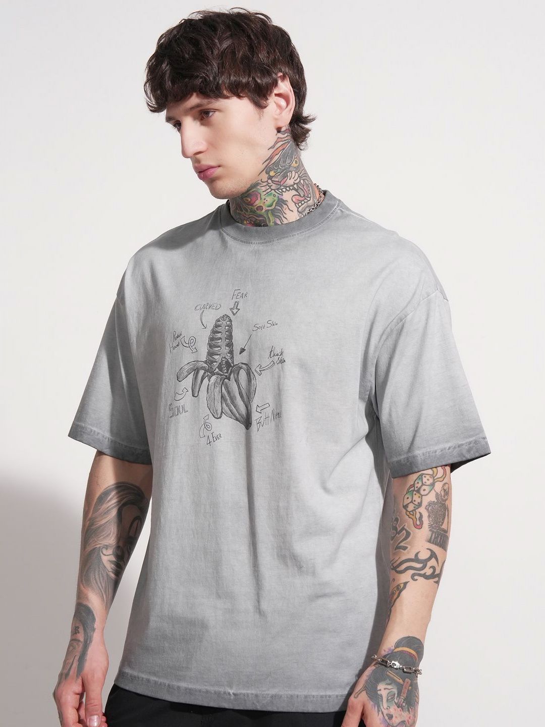 HIGHLANDER Men Graphic Printed Round Neck Cotton Oversized T-shirt