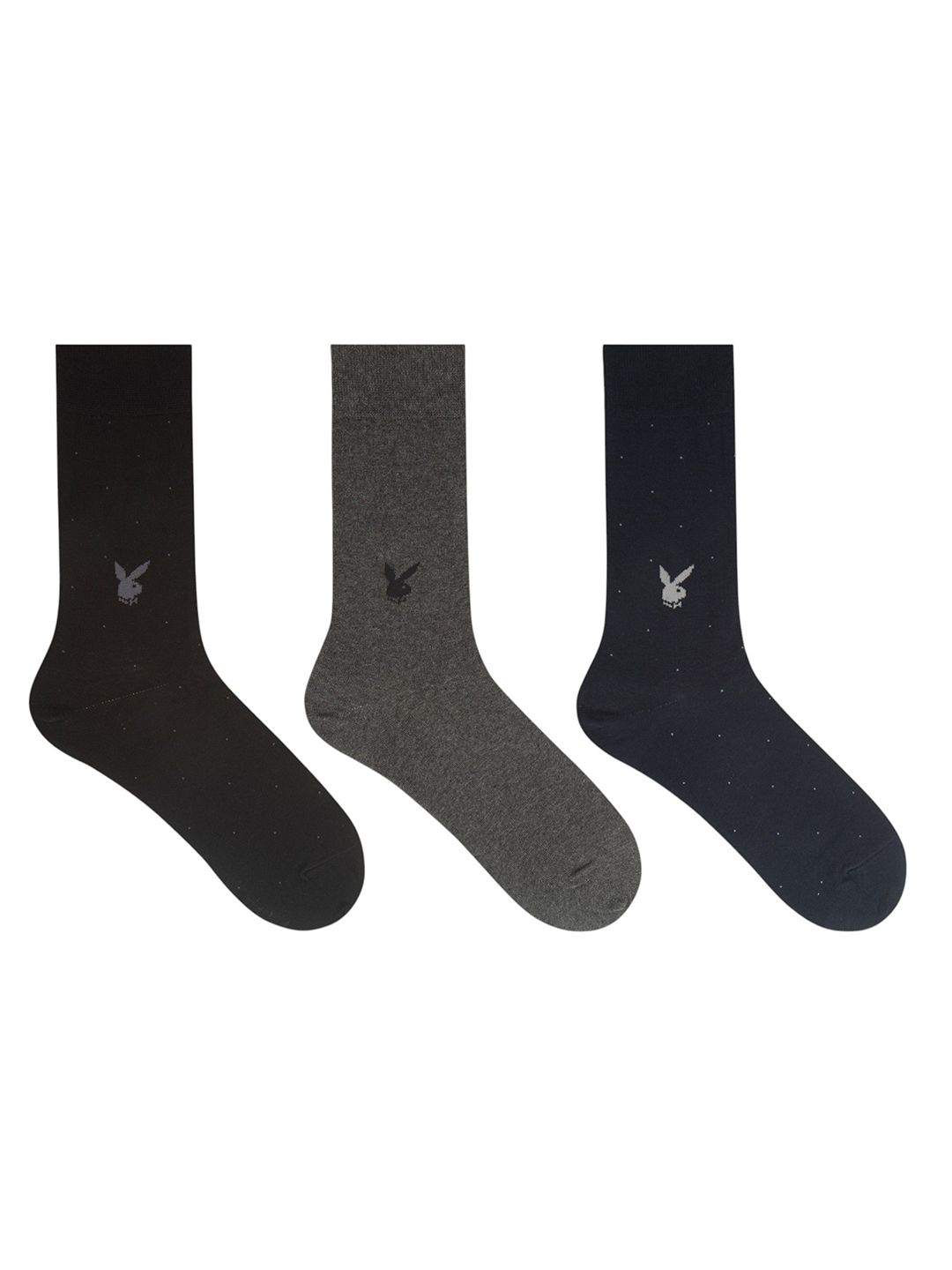 Socksxpress Socksxpress Men Pack Of 3 Official Bunny Logo Patterned Calf-Length Socks
