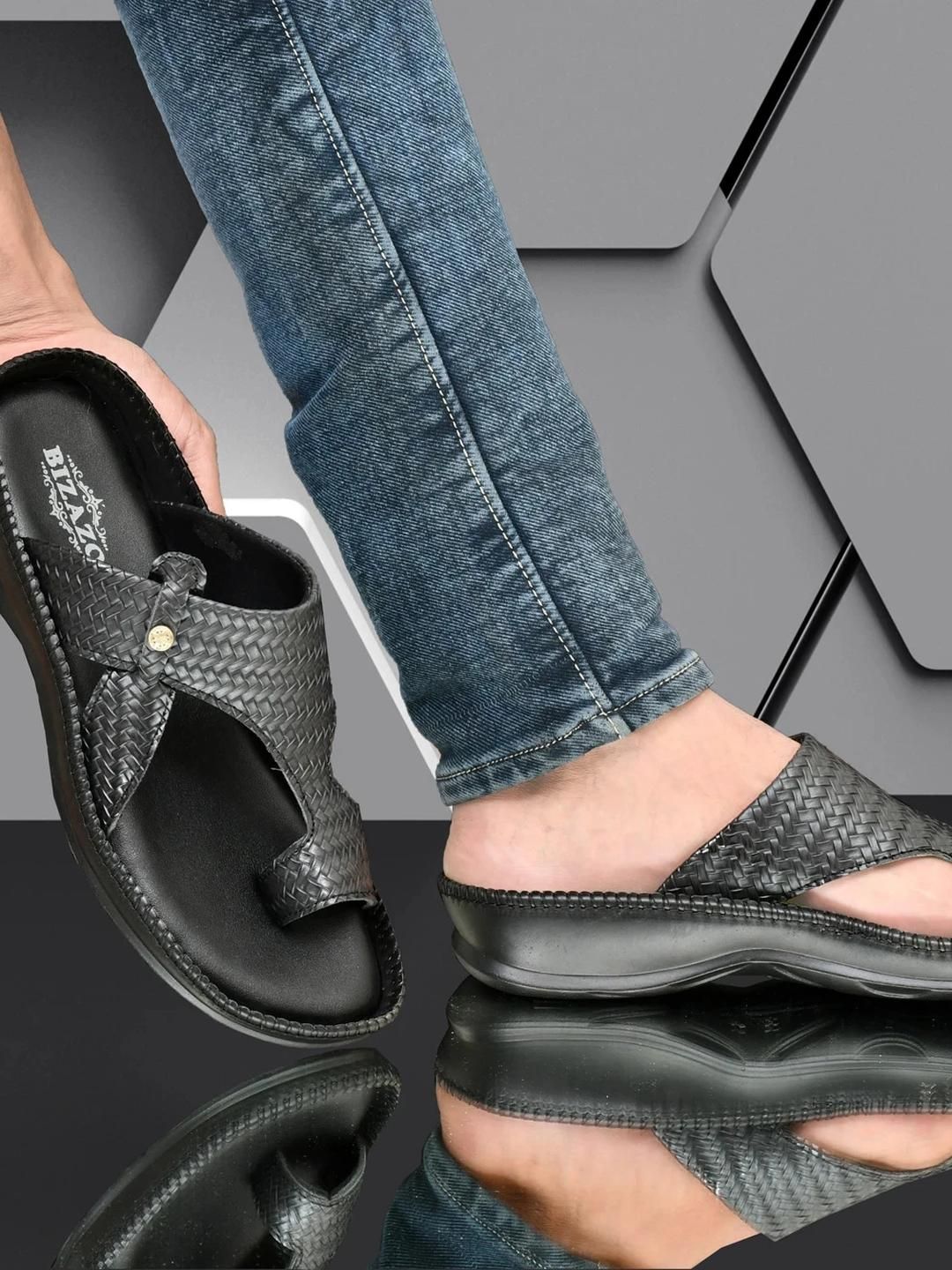 Bizazo Men Brown Flip Flops