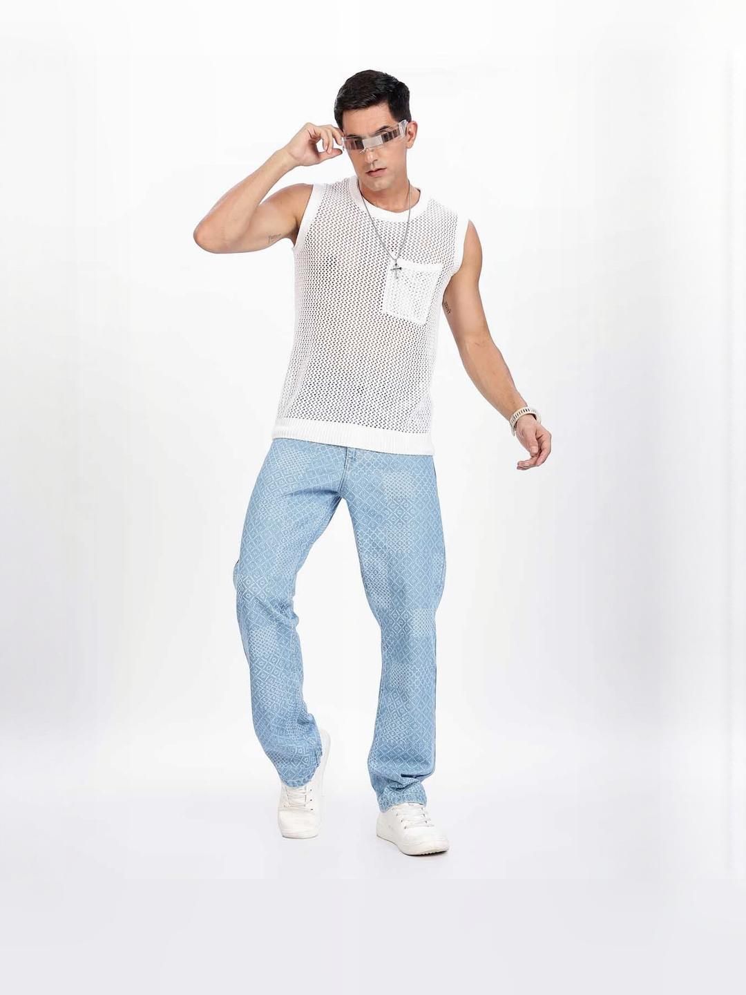 HERE&NOW Men Straight Fit Mid-Rise Slash Knee Jeans