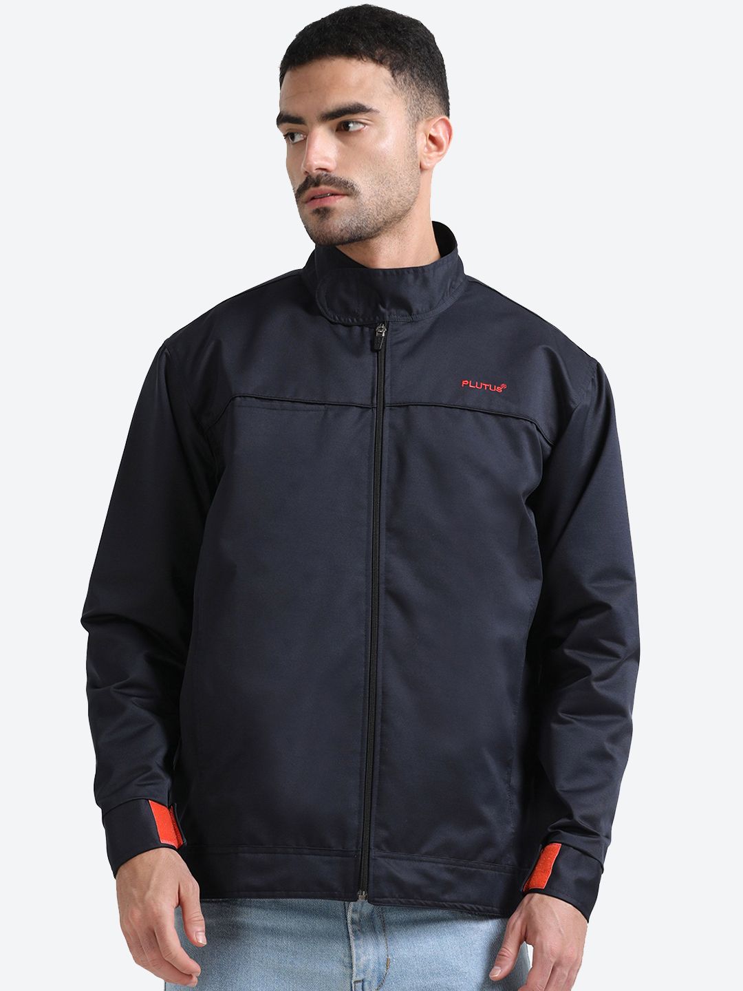 Plutus Men Windcheater Stand Collar Regular Bomber Jacket