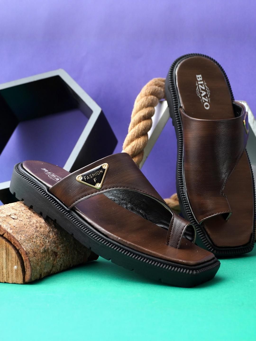 Bizazo Men Tan Flip Flops