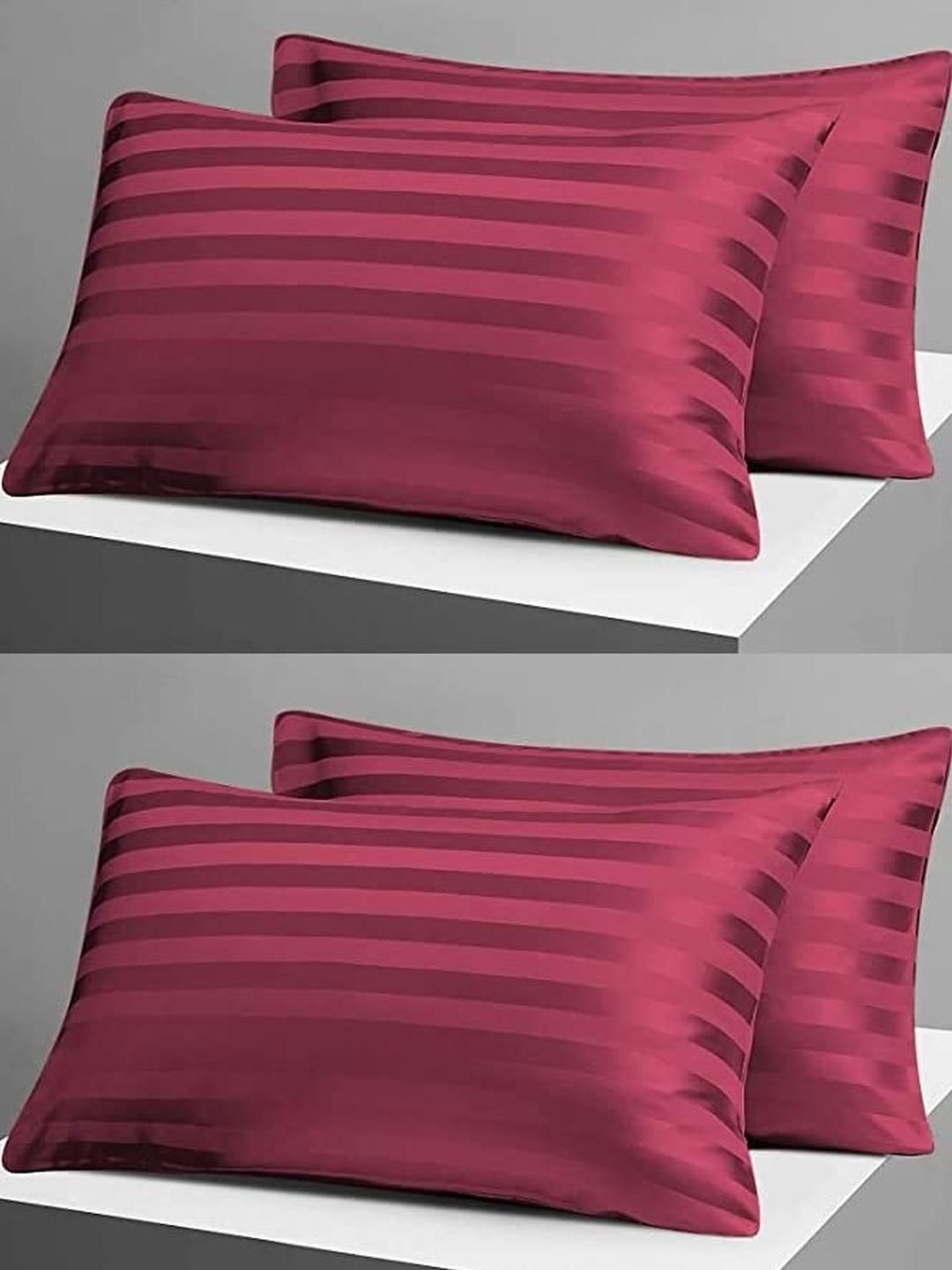 Fabture Fabture Set of 4 300 TC Cotton Satin Stripe Pillow Covers