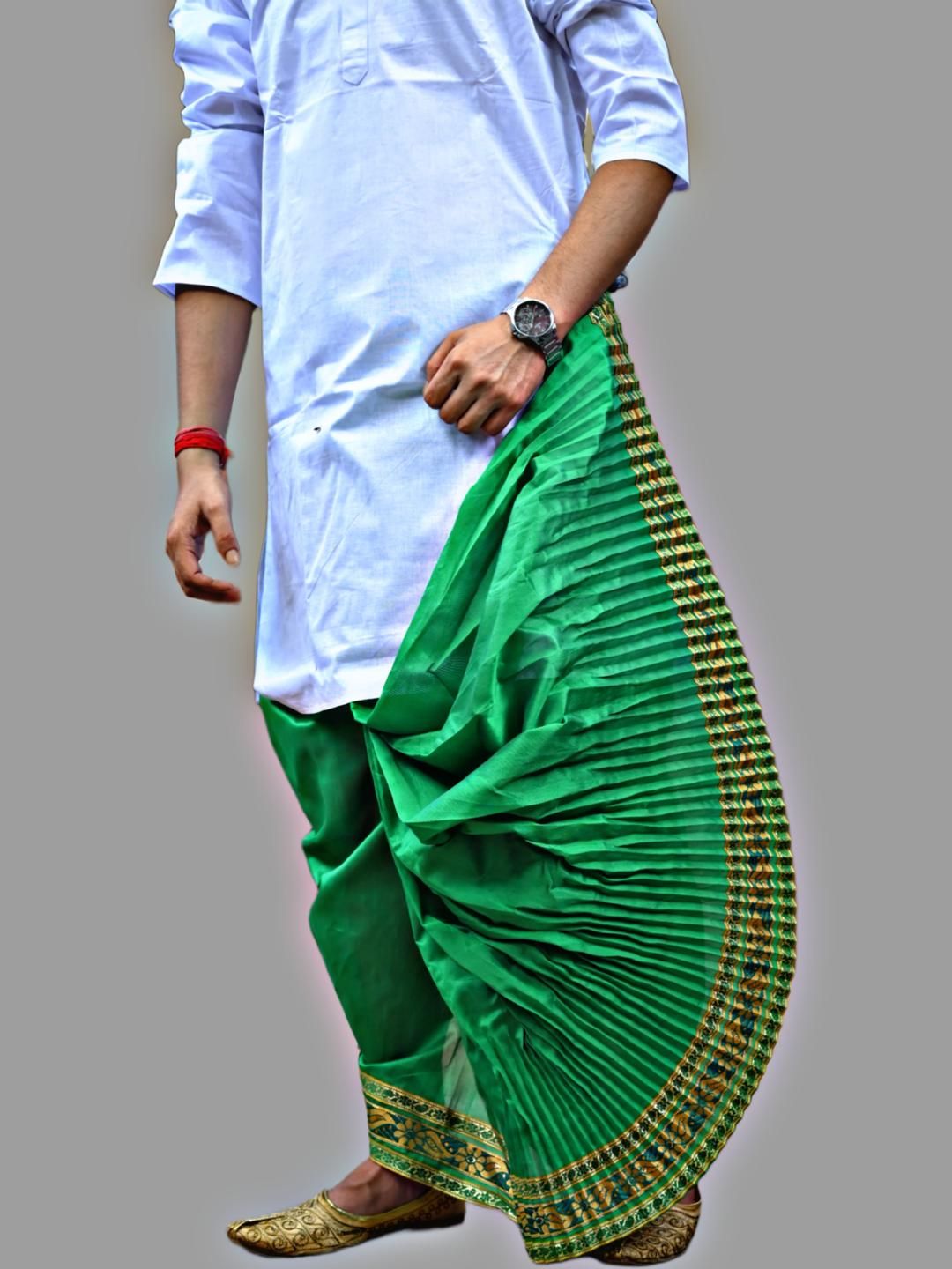 AMIT ONLINE Stylish Men's Solid Dupion Silk Bengali Style Dhoti Pant