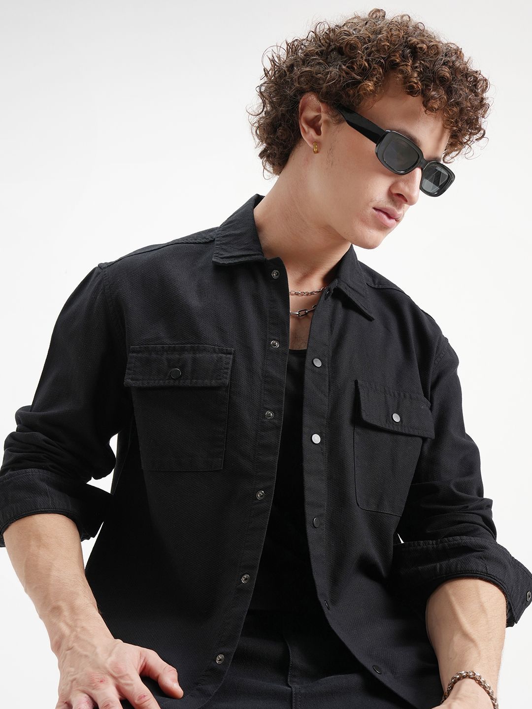 HIGHLANDER Textured Relaxed Cotton Casual Shirt