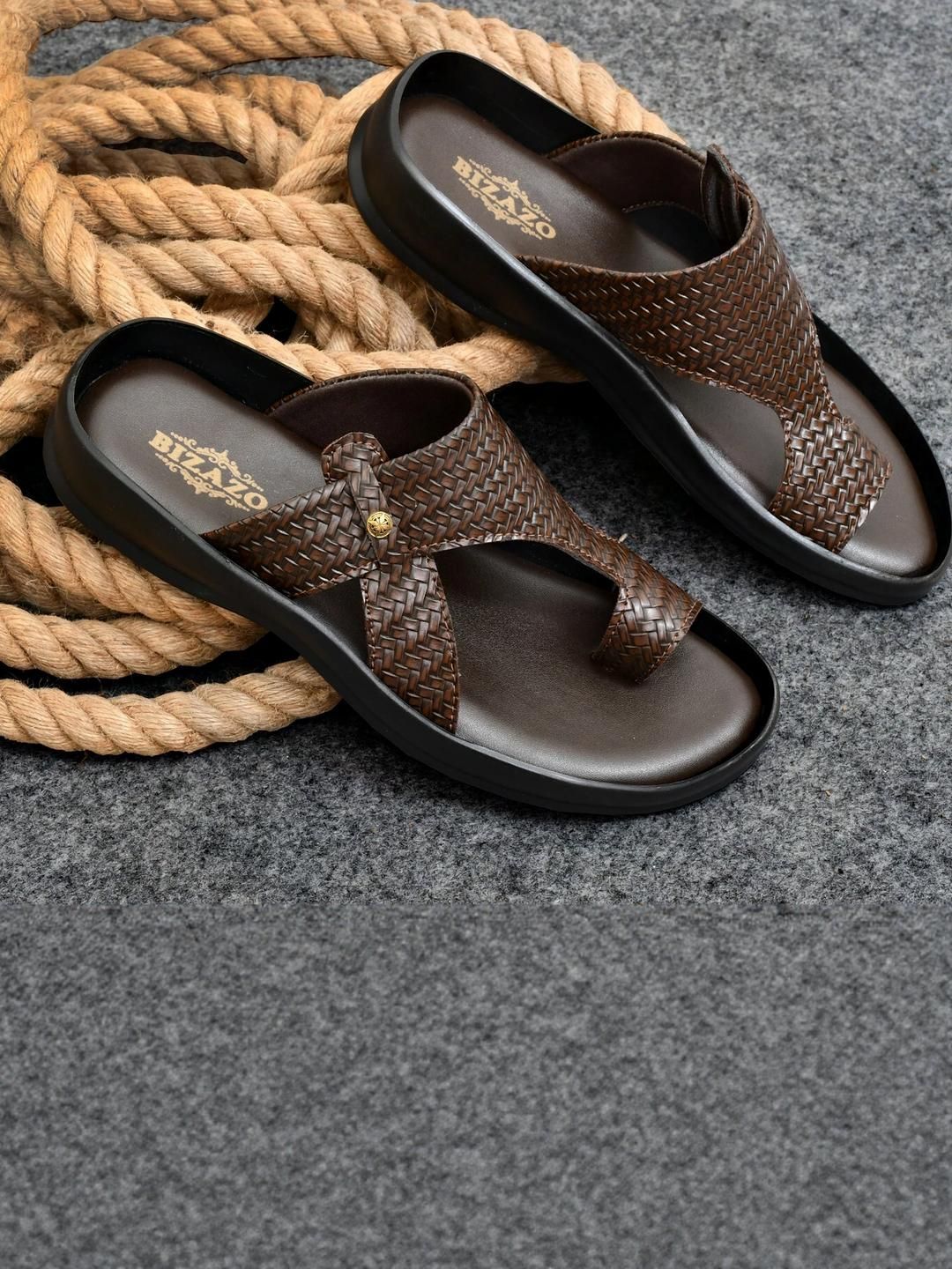 Bizazo Men Black Flip Flops