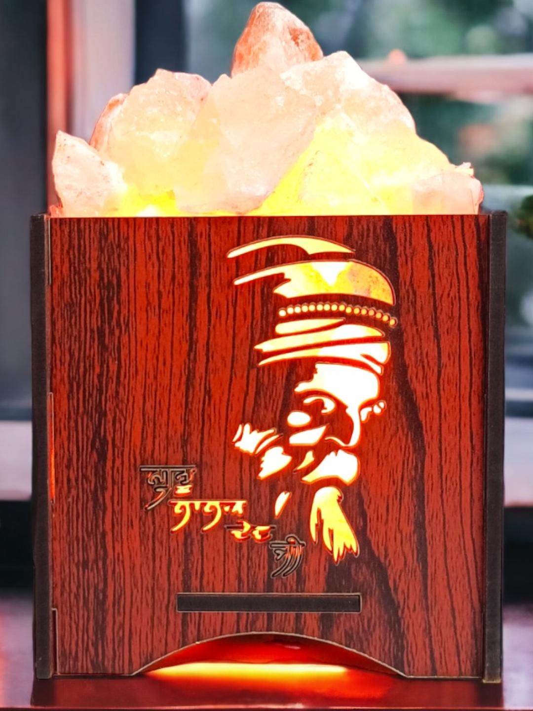 GLOBAL AROMA Rock Salt Warm Yellow Wood Square Solid High Quality Electrical Table Lamps