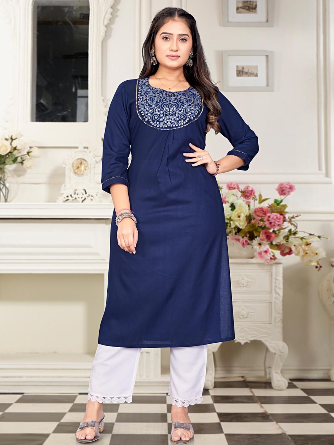 ZAZADIYA ENTERPRISE Women Navy Blue Kurtis