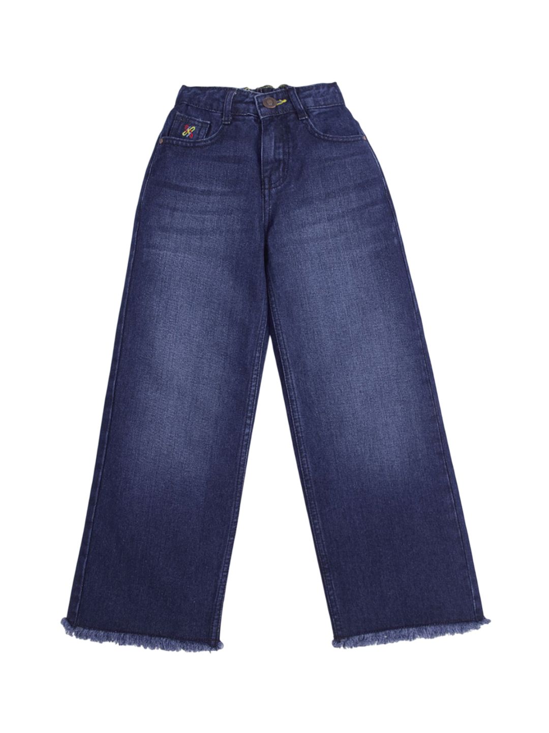 Knit N Knot Girls Wide Leg High-Rise Light Fade Jeans