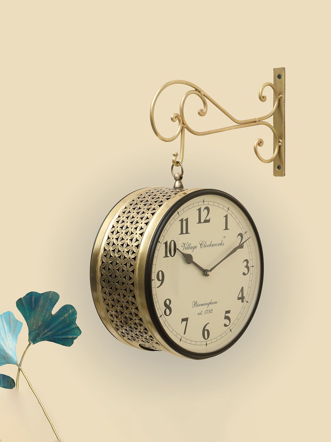 vedas Anvi Metal Unisex Textured Double Sided Metal Classic Wall Clock (8 - Inch)