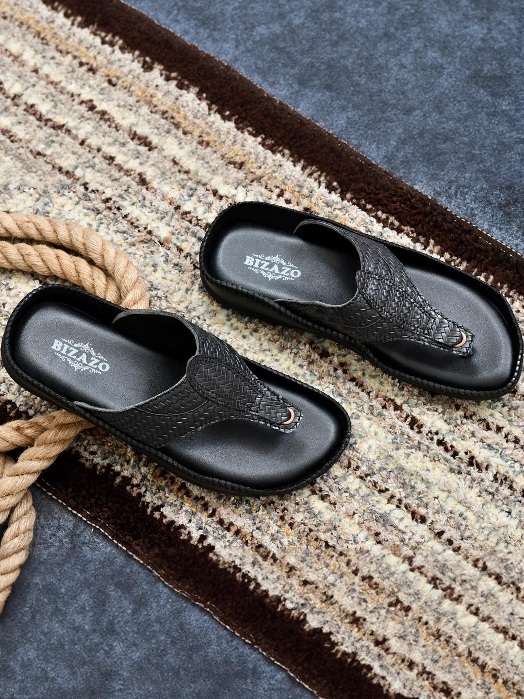Bizazo Men Brown Flip Flops