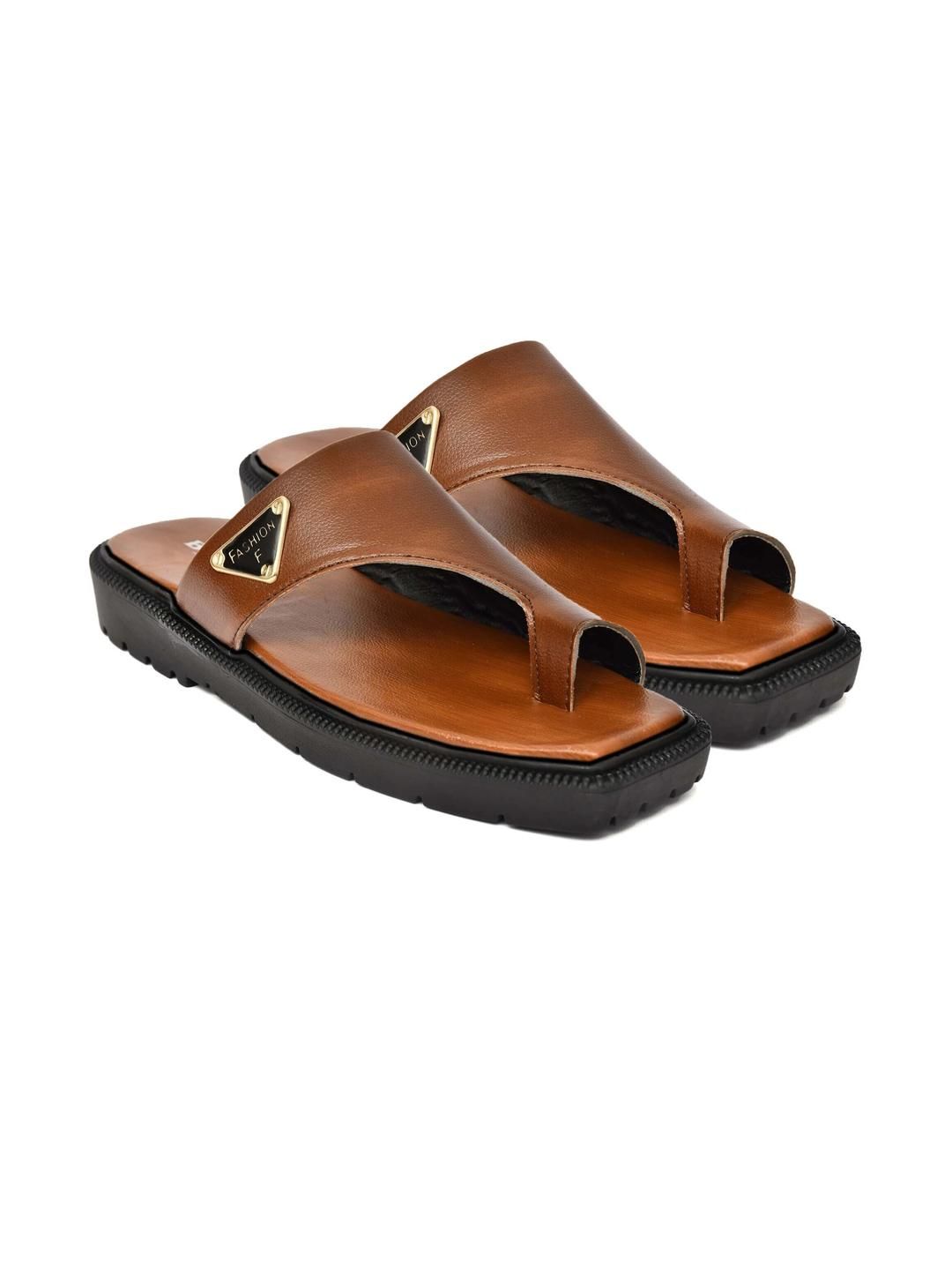 Bizazo Men Brown Flip Flops