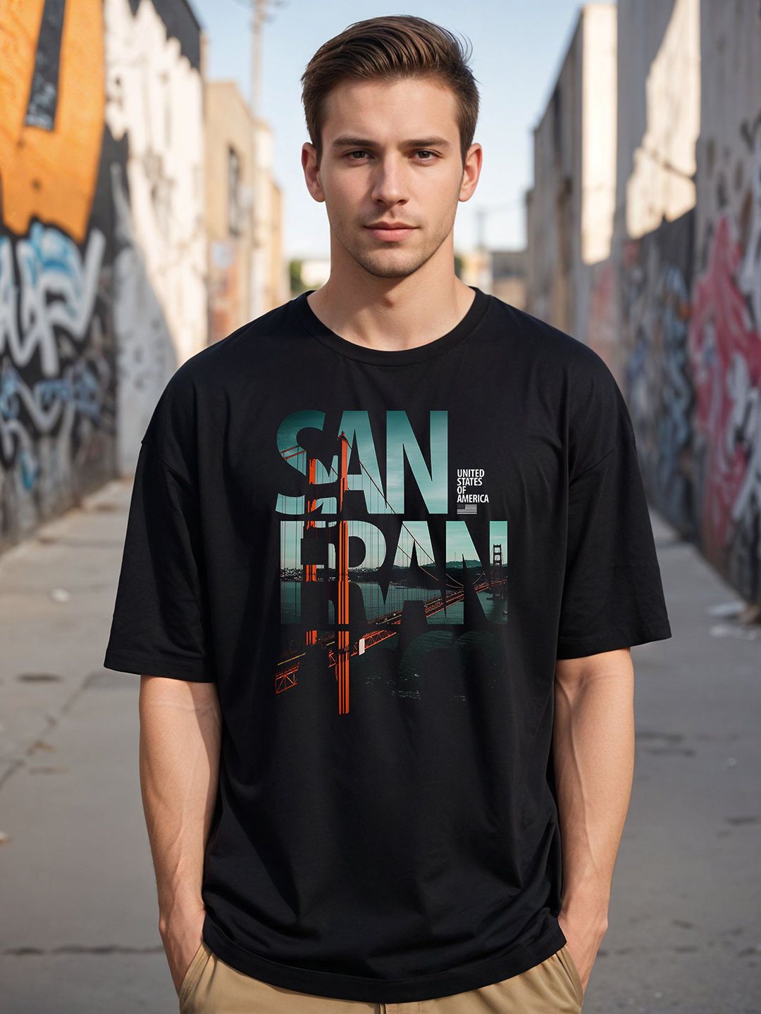SMARTEES Typography Printed Oversized Cotton T-shirt