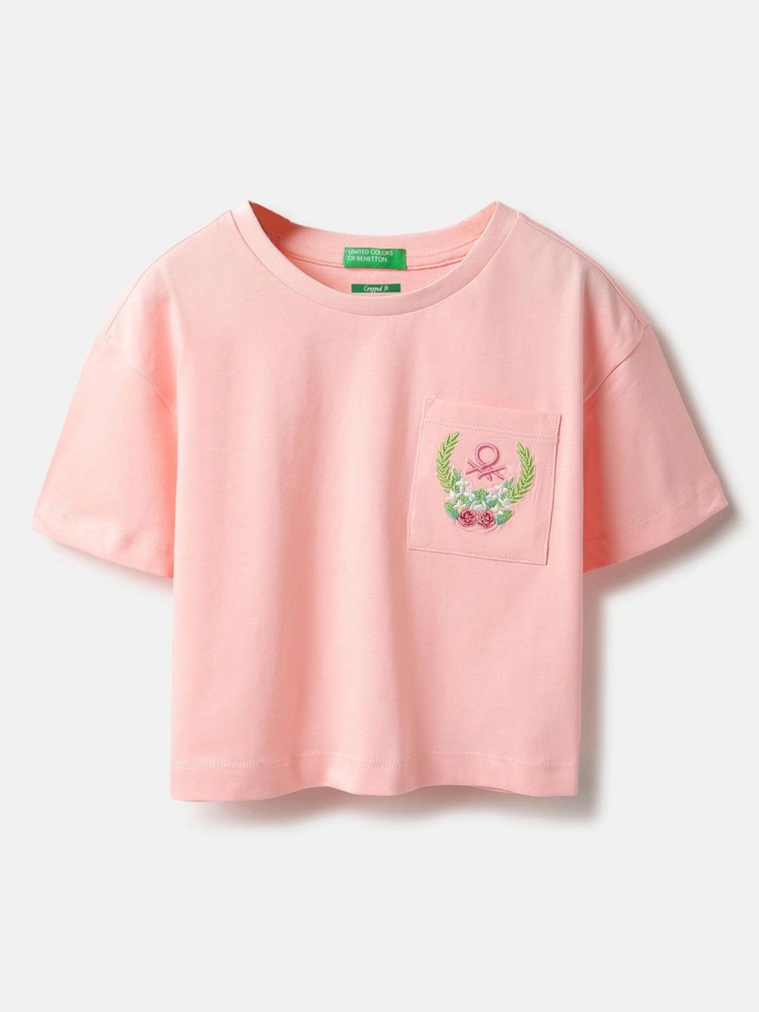 United Colors of Benetton Girls Typography Printed Pure Cotton T-shirt
