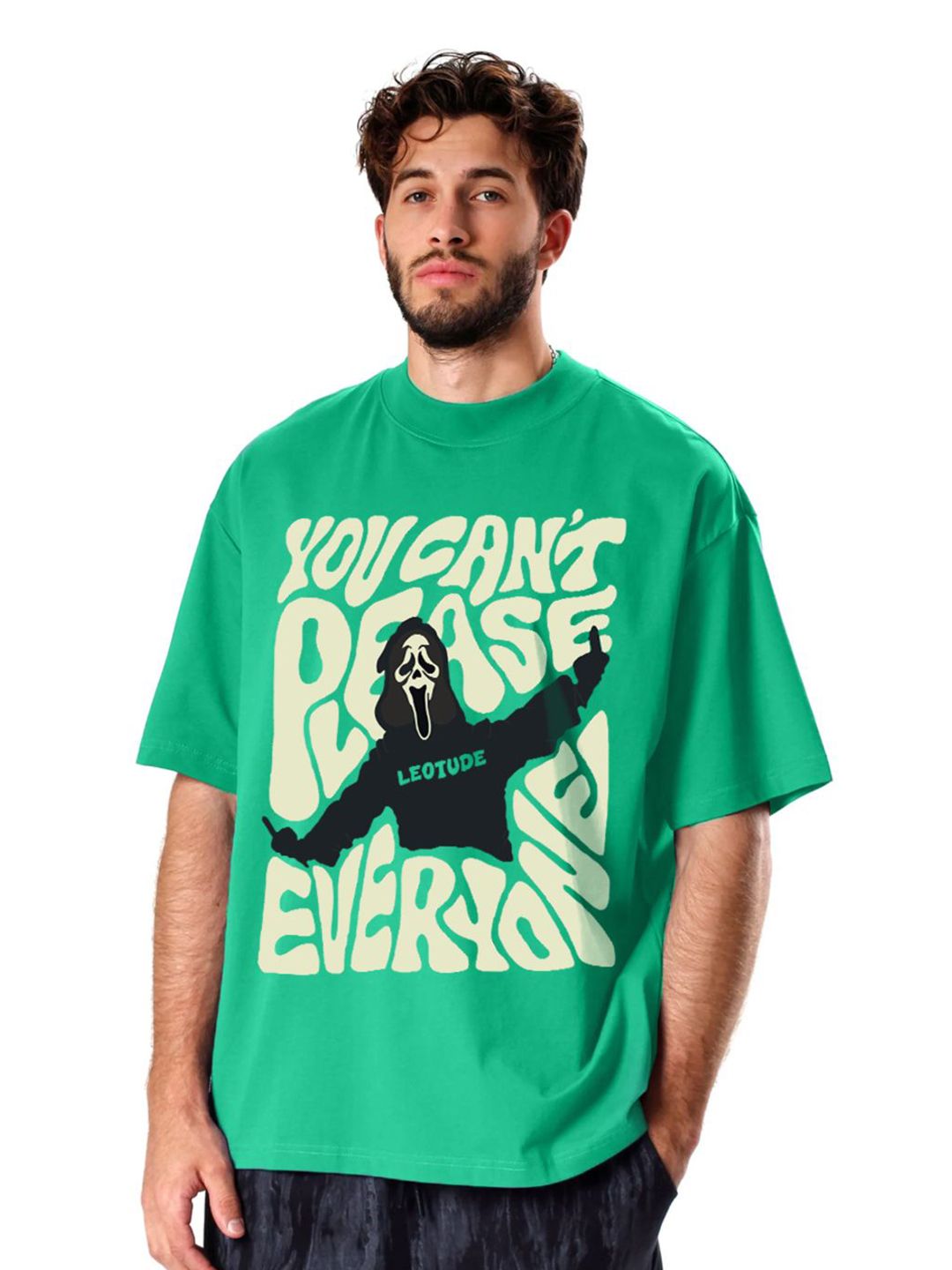 Leotude Graphic Printed Drop-Shoulder Sleeves Oversized T-shirt