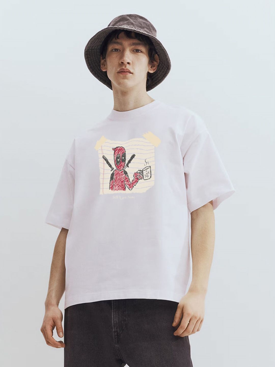 TOGS & TERRE Typography Printed Round Neck Cotton Oversized T-shirt