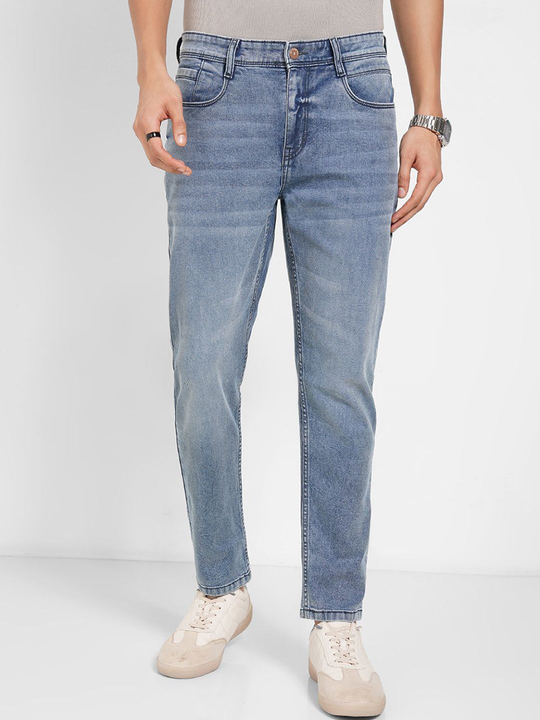 SF JEANS by Pantaloons Men Slim Fit Low-Rise Low Distress Light Fade Jeans