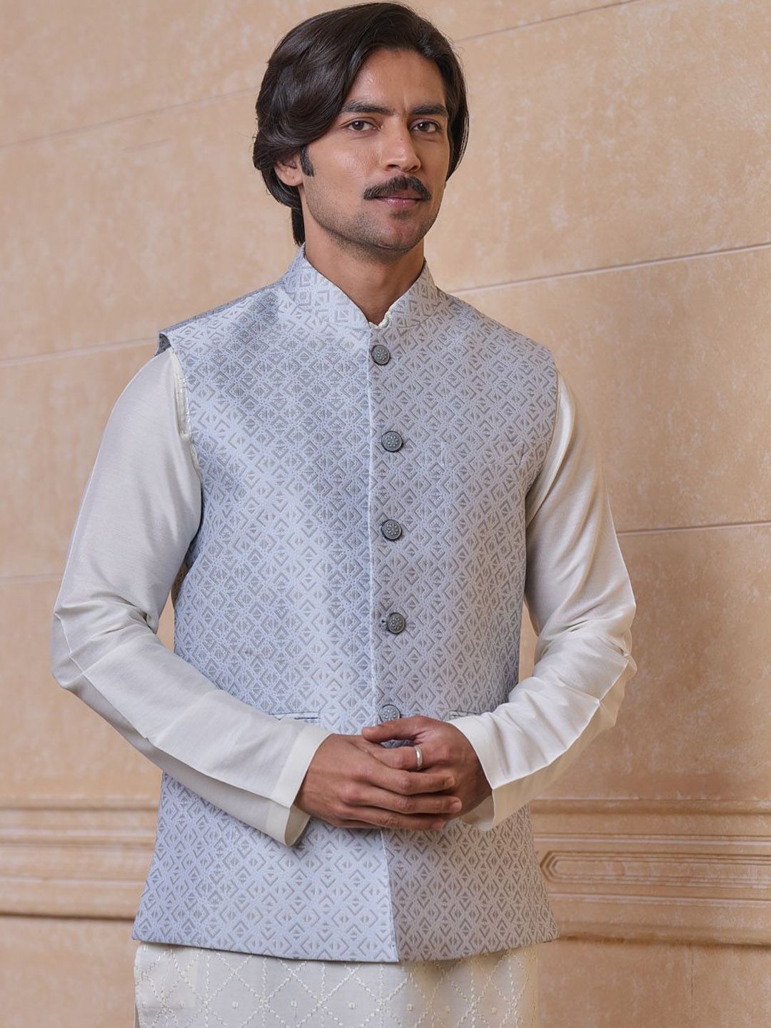 Tasva Men Woven Design Nehru Jackets