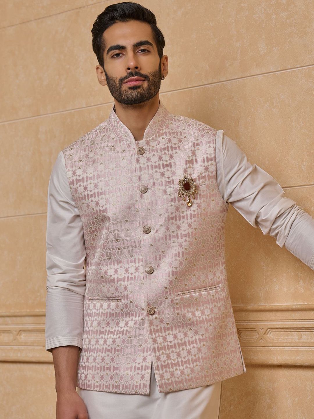 Tasva Men Woven Design Nehru Jacket
