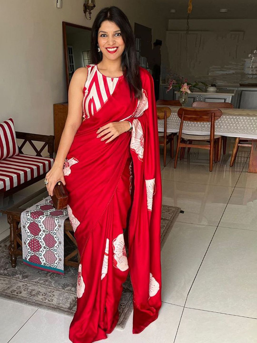 ASISA Floral Printed Satin Saree Price in India
