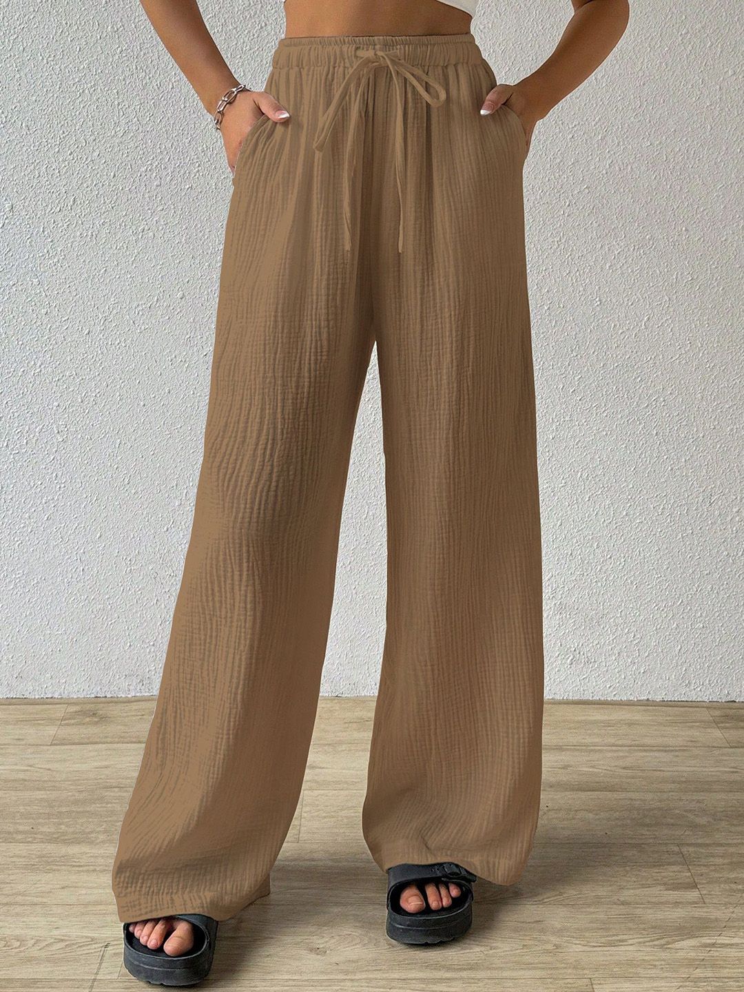 Buy Sugathari Women Relaxed Straight Leg Mid Rise Loose Fit Wide