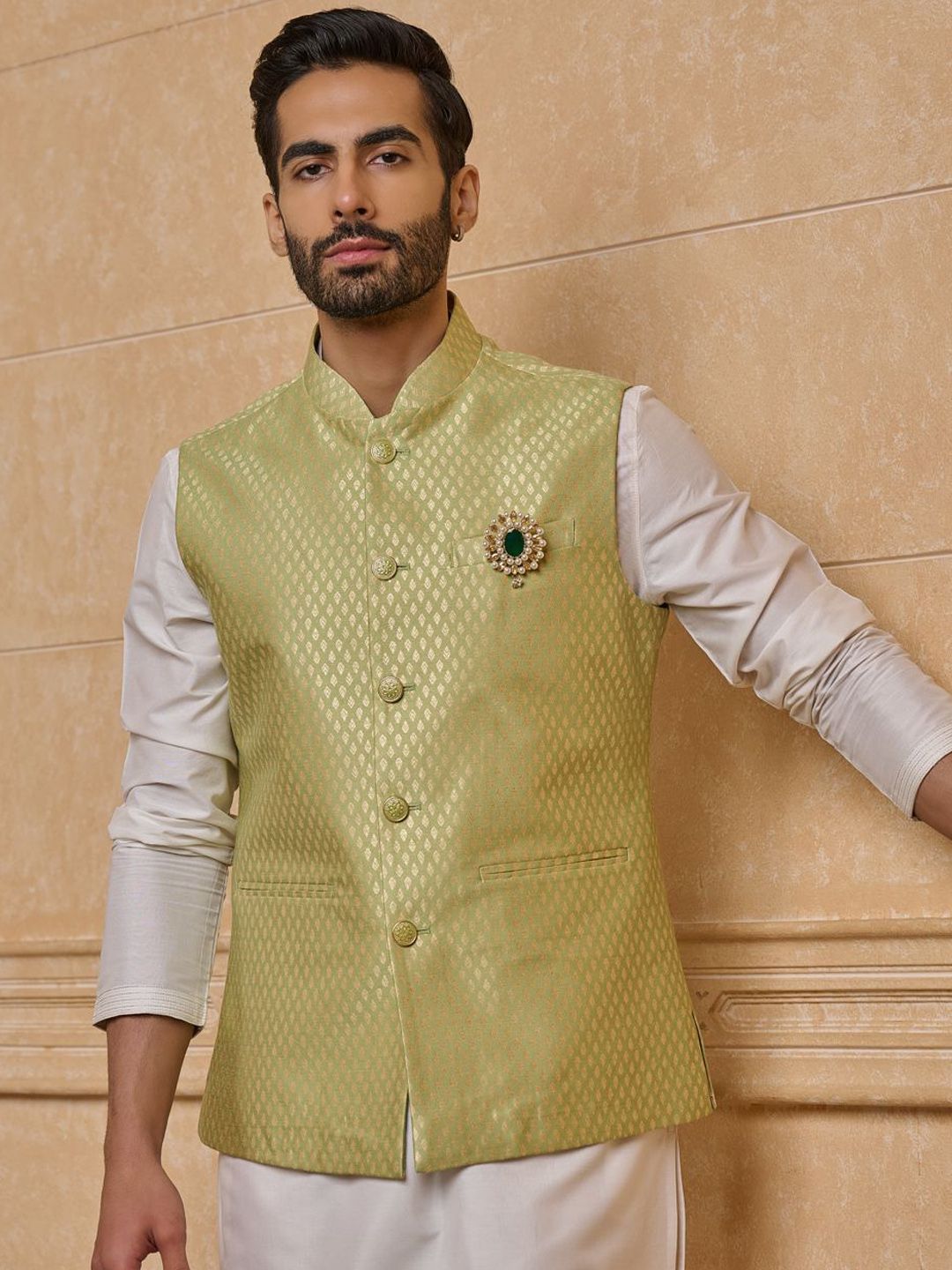 Tasva Woven Design Nehru Jackets