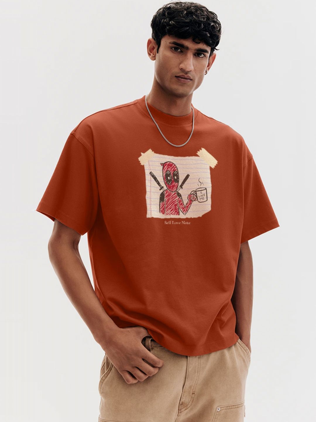 TOGS & TERRE Typography Printed Round Neck Cotton Oversized T-shirt