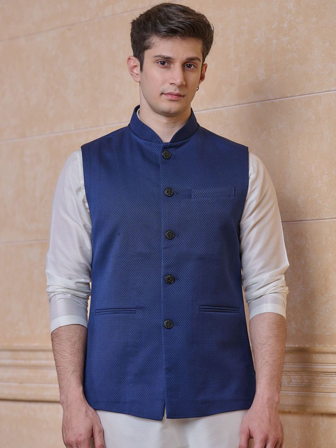 Tasva Men Woven Design Nehru Jacket