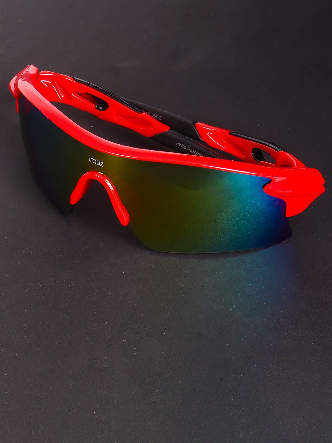 Buy Irayz Men Mirrored Lens & Red Sports Sunglasses with