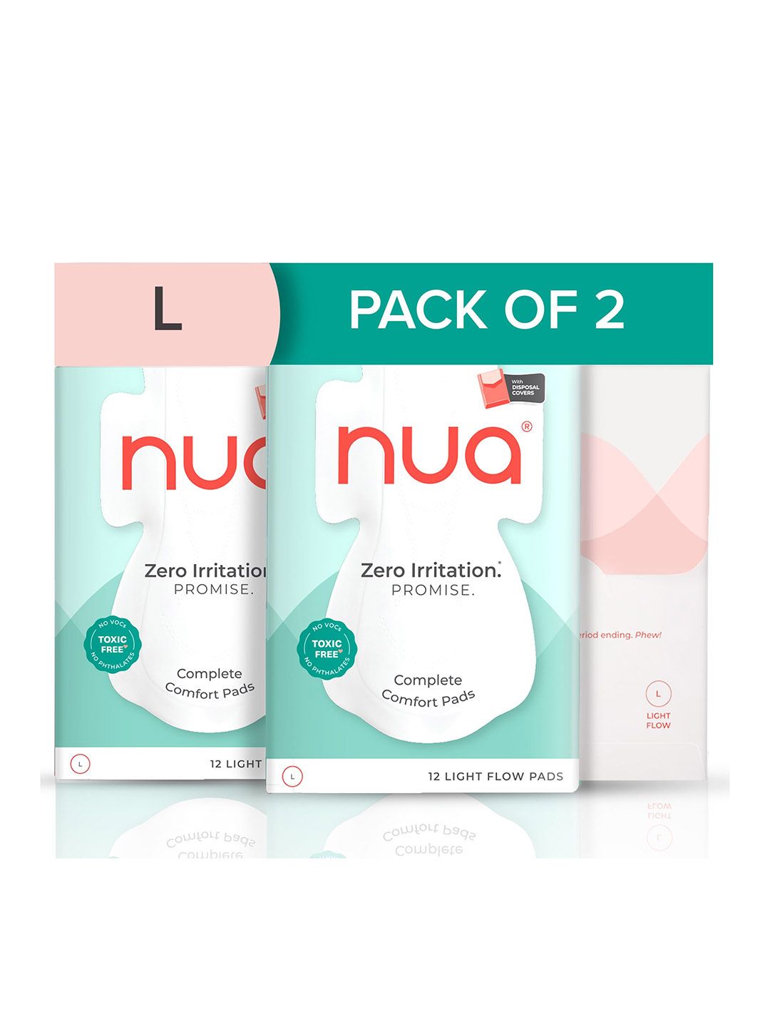 Nua Nua Set of 2 Complete Comfort 12 Light Flow Pads with Disposal Covers