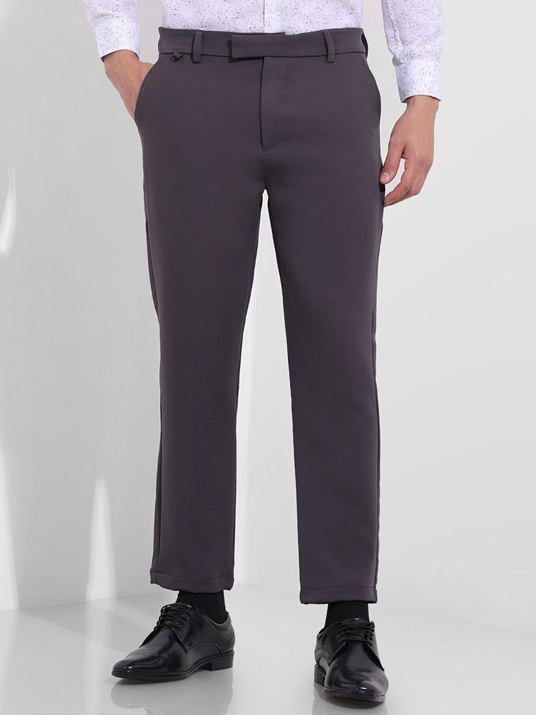 The Indian Garage Co Men Slim Fit Formal Trousers