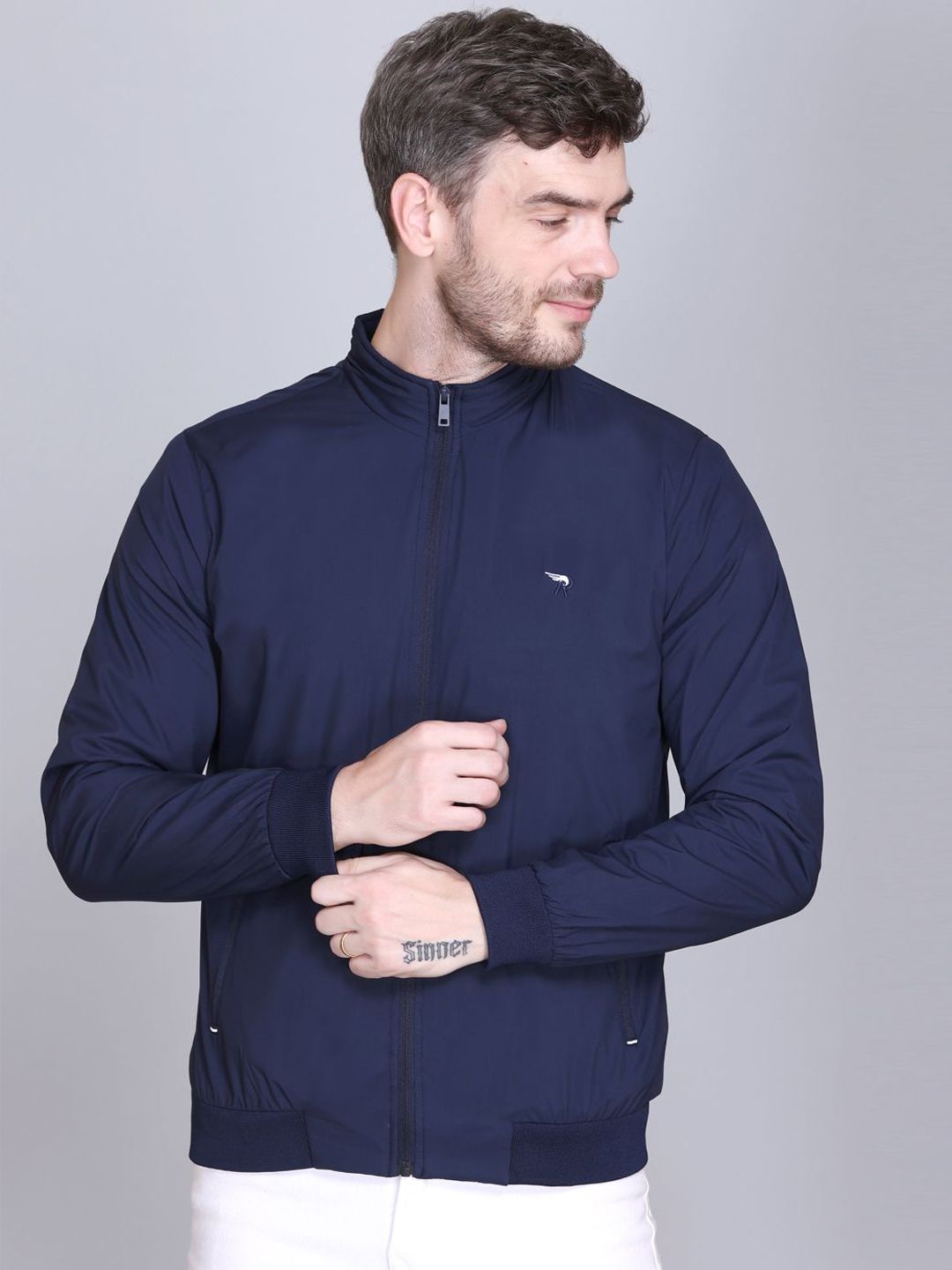 Rare Times Men Lightweight Solid Bomber Jacket