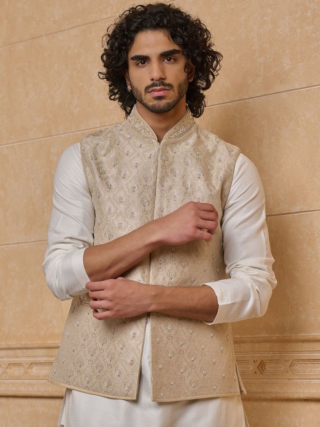 Tasva Embroidered Woven Nehru Jackets