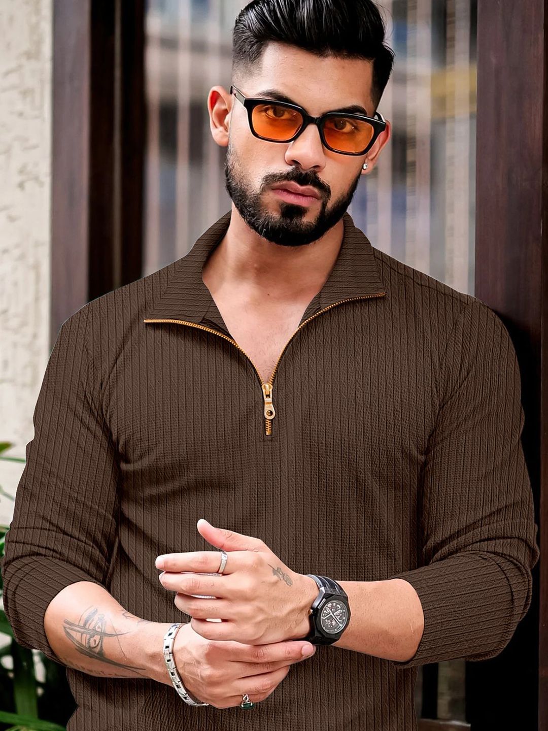 KAJARU Self Design Polo Collar T-shirt