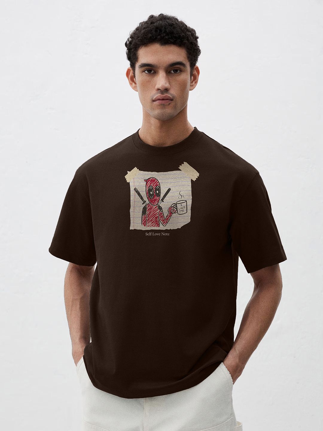 TOGS & TERRE Typography Printed Round Neck Cotton Oversized T-shirt