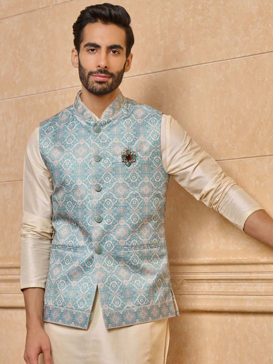 Tasva Men Woven Design Nehru Jackets