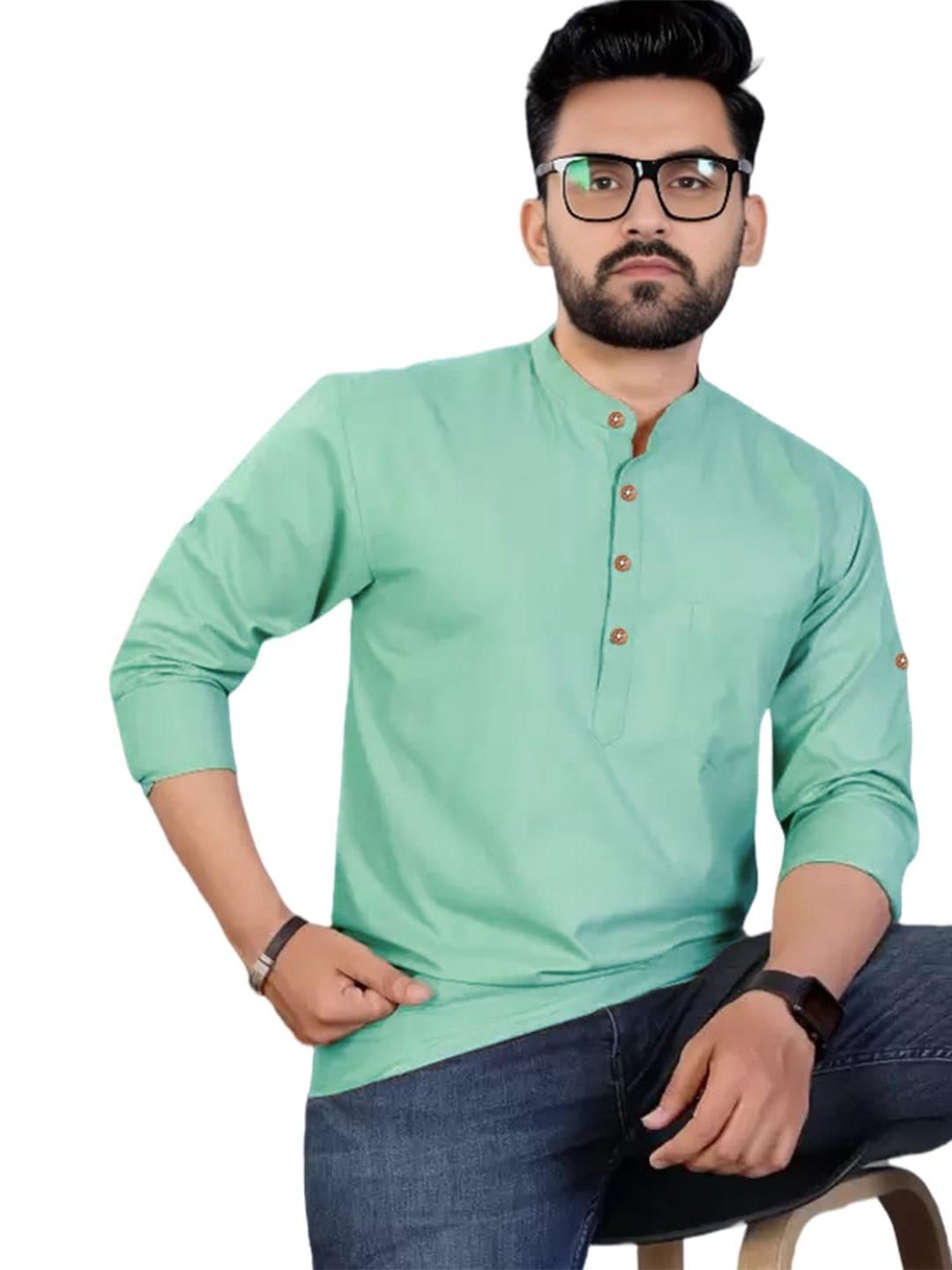 BHUVIKOO Men Lime Green Kurtas