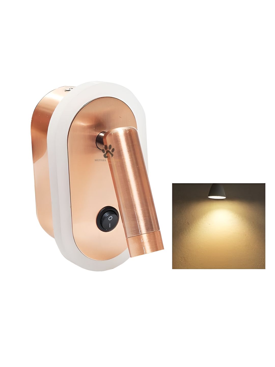 Mufasa Rose Gold & White Textured Aluminium Cylinder Shaped Wall Lamp