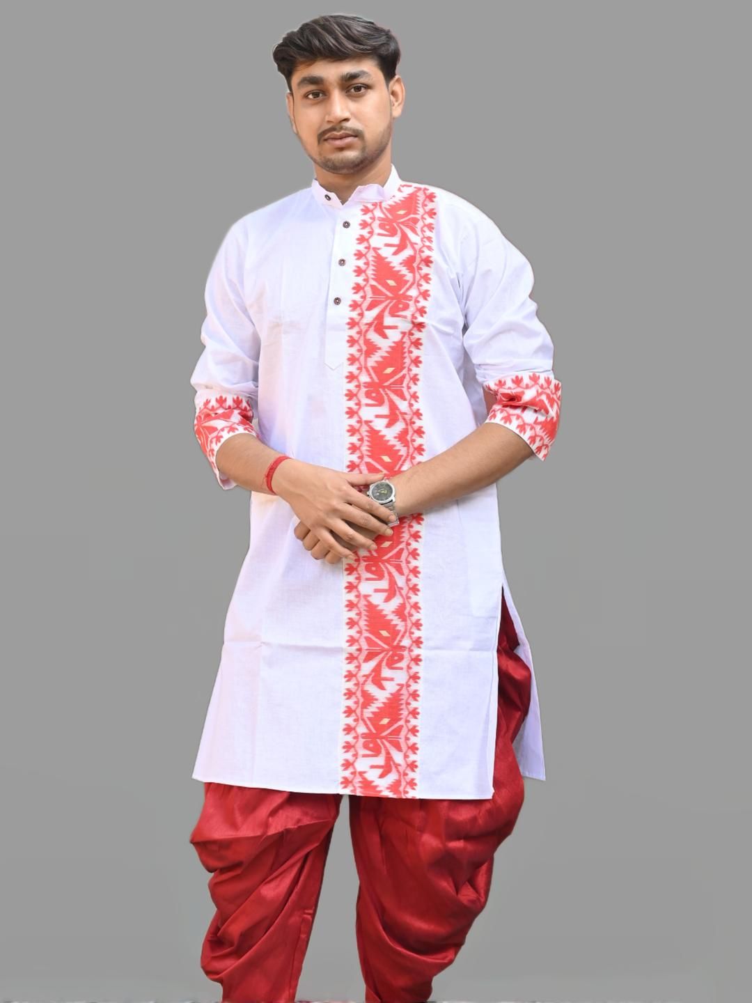AMIT ONLINE Men Self Design Pure Cotton Ethnic Kurta