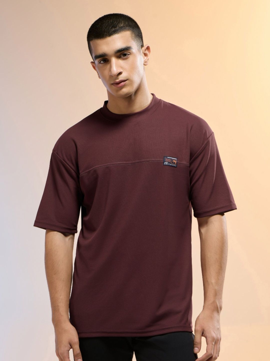 Technosport Men Solid Oversized Round Neck Sports T-shirt with MATPIQ