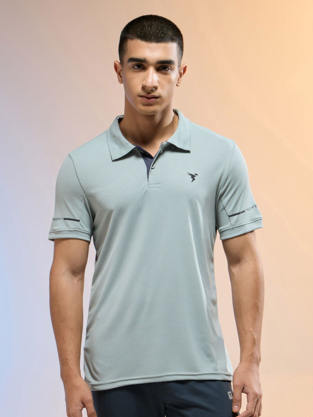 Technosport Men Anti Static Solid Polo Collar Slim Fit T-shirt