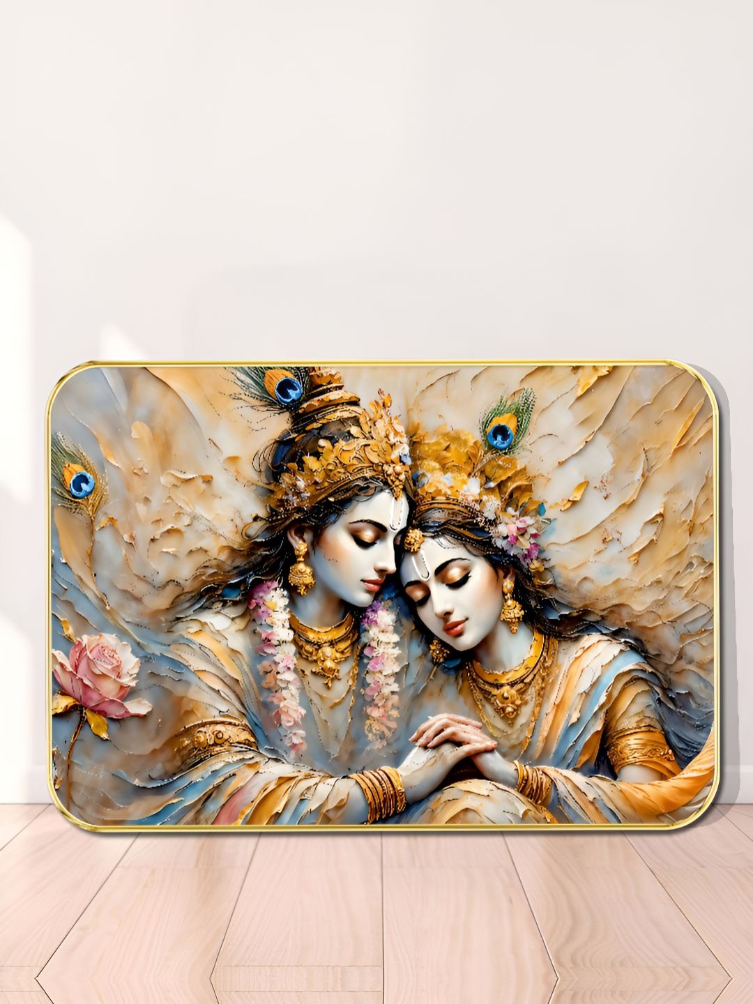 Livin'luxe Livin'luxe Blue & Gold-Toned Radha Krishna Wall Art